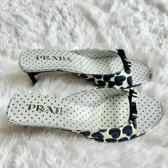 Vintage Prada SS200 Polka Dot Heart Kitten Heels - Picture 6 of 9